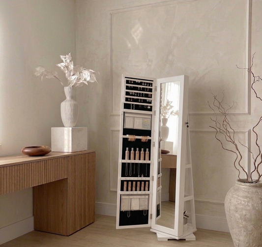 Espelho 360 com prateleira e porta-joias — Liquidação